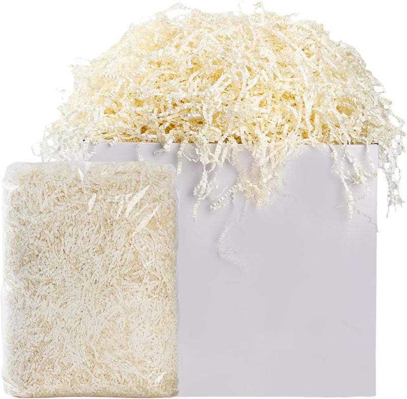 AODESTINY 2.2LBS Crinkle Cut Paper Shred Filler, Beige Shredded Paper for Gift Bag Box Basket, Packing Grass Cushion Crinkle Shred Filler for Christmas Wedding Birthday Bridesmaid Engagement - Image 1